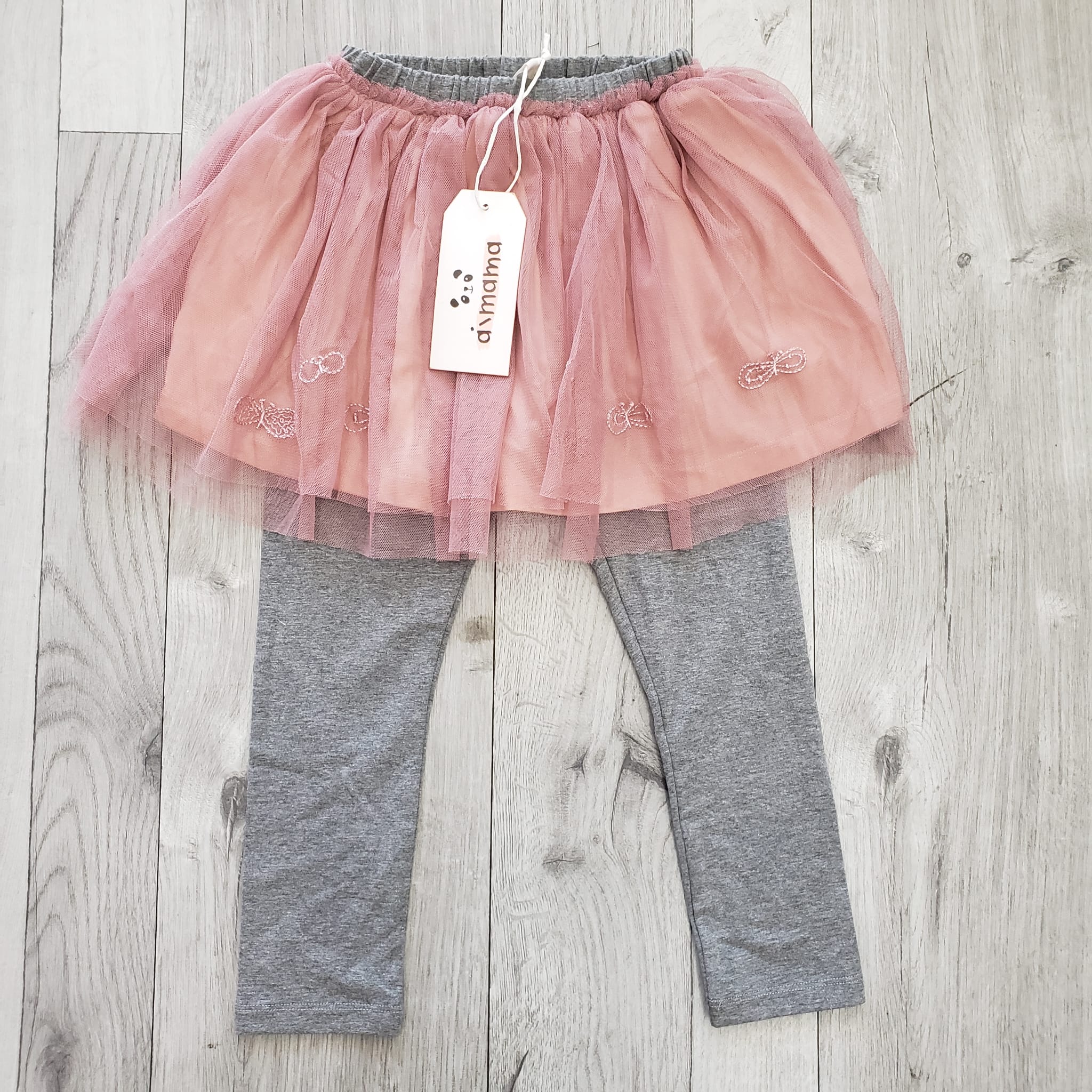 Pink Tulle Skirt with Attached Leggings